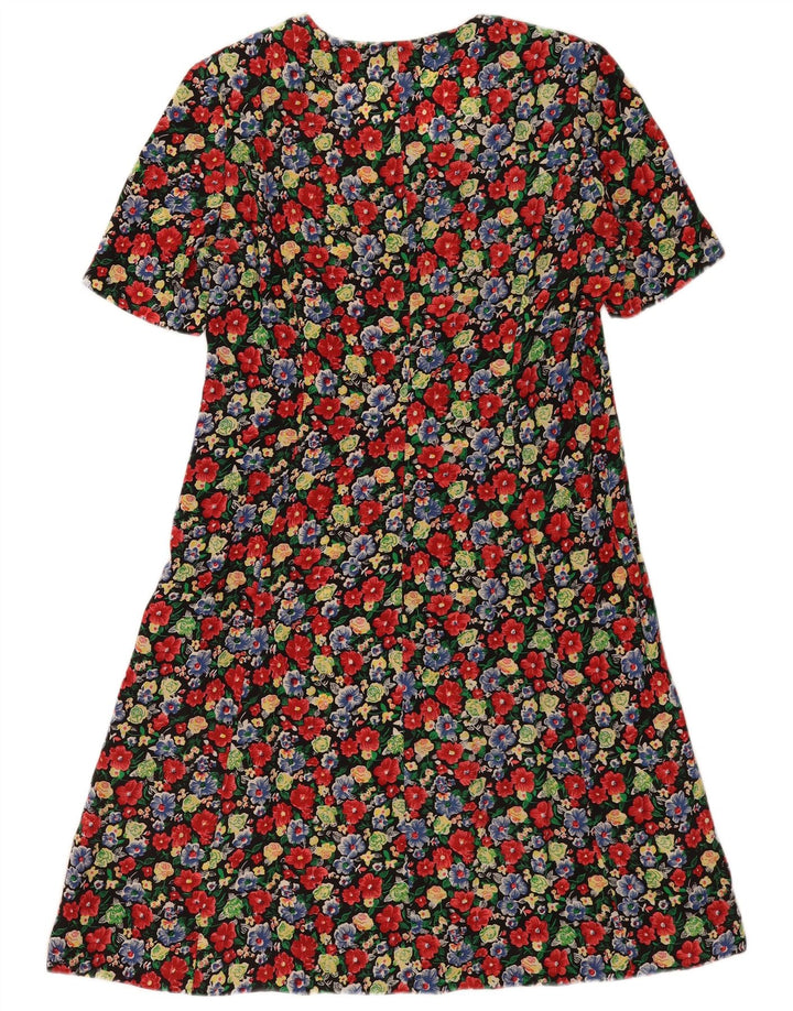Vintage mujer A-Line vestido Reino Unido 14 medio multicolor floral