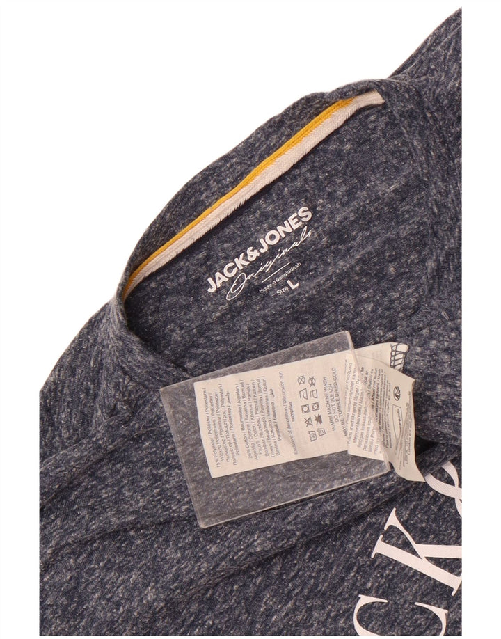 Jack & Jones - Camiseta gráfica para hombre, talla grande, poliéster moteado en azul marino