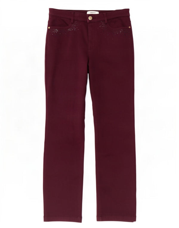 Marks & Spencer Womens Straight Casual Trousers UK 12 Medium W30 L28 Purple