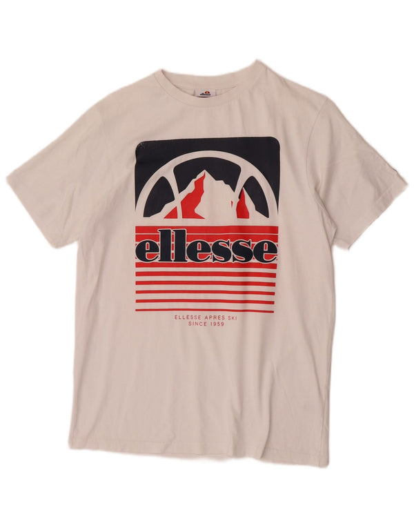 Ellesse - Camiseta gráfica para hombre, talla pequeña, algodón blanco