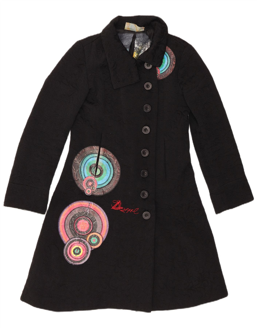 DESIGUAL Abrigo con estampado abstracto para mujer EU 40 Algodón negro mediano