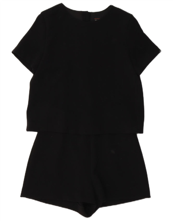 Zara Mujer Mono Corto UK 40 Mediano Negro Poliéster