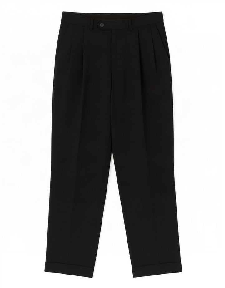 Marks & Spencer Pantalón de traje con pinzas para hombre W30 L29 Poliéster azul marino