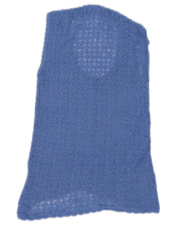 Zara Mujer Blusa De Ganchillo Sin Mangas Top UK 42 Azul Medio