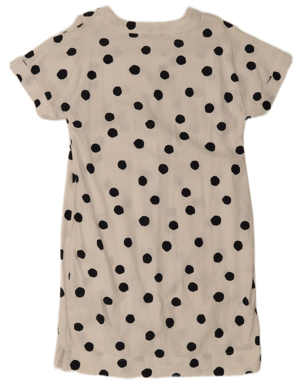 Marks & Spencer Vestido acampanado para mujer Reino Unido 44 Mediano Lino de lunares blancos