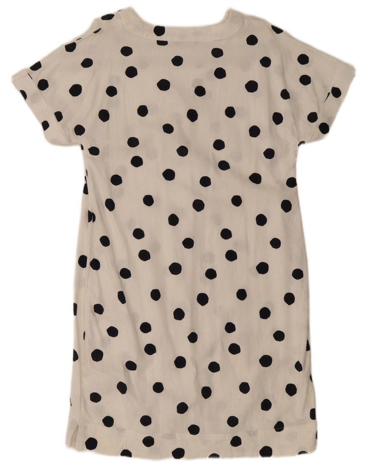 Marks & Spencer Vestido acampanado para mujer Reino Unido 44 Mediano Lino de lunares blancos