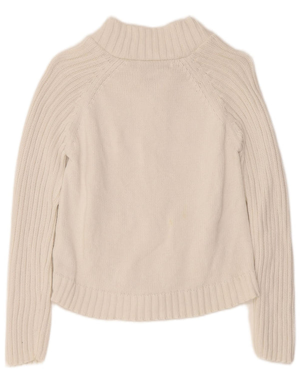 Zara Mujer Trafaluc Crop Cárdigan Con Cremallera Completa Suéter UK 44 Grande Blanco