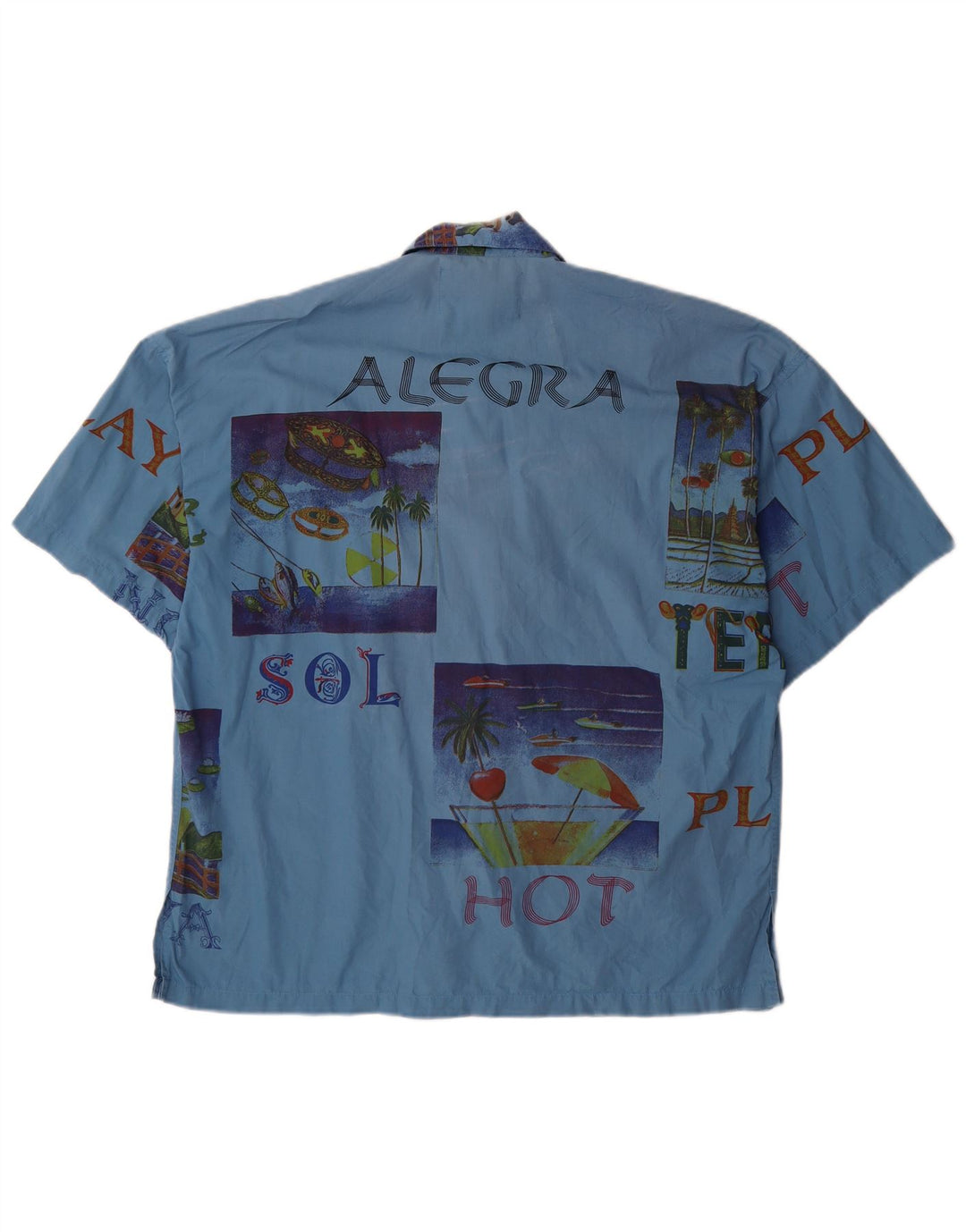 TERRANOVA Camisa gráfica de manga corta para hombre Algodón patchwork azul medio