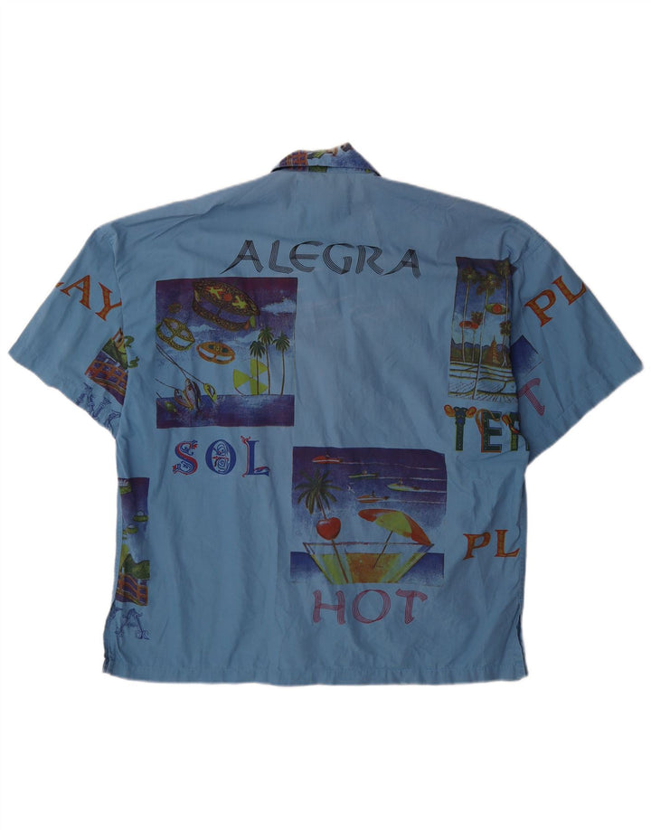 TERRANOVA Camisa gráfica de manga corta para hombre Algodón patchwork azul medio