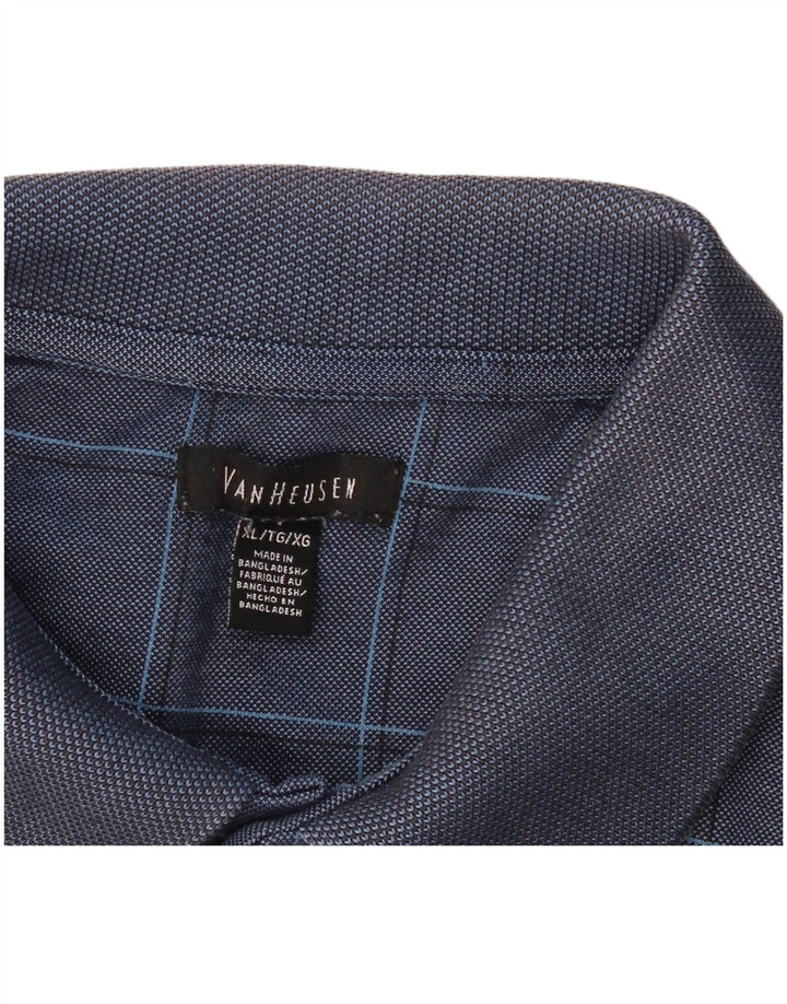 VAN HEUSEN Polo Hombre XL Azul Marino Cuadros Algodón