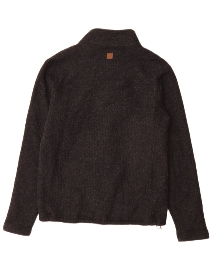 Vintage hombres Cardigan suéter medio gris poliéster