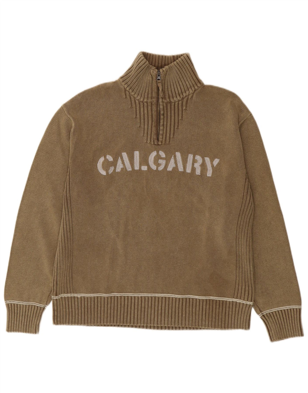 Camp David - Jersey para hombre con cremallera y cuello gráfico, talla 2XL, algodón marrón