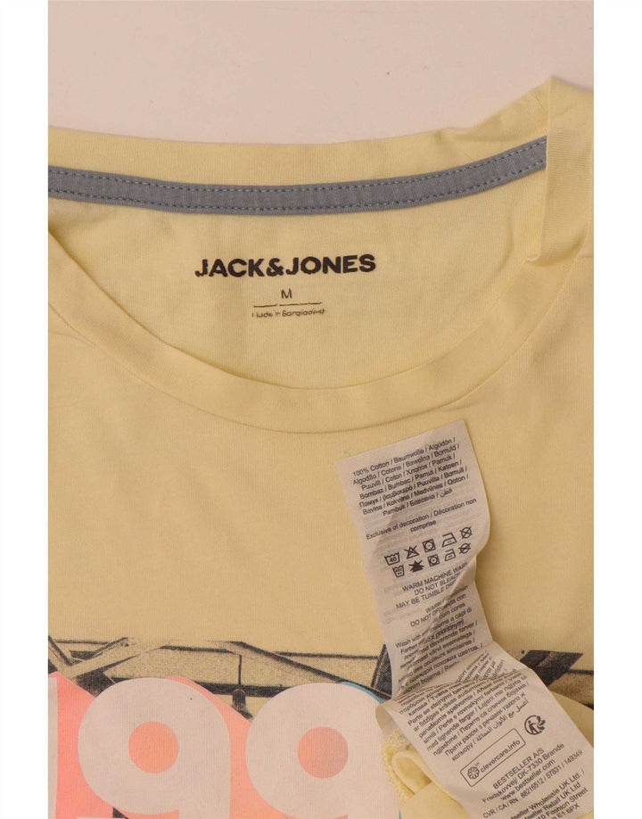 Jack & Jones Hombre Camiseta Gráfica Top Algodón Amarillo Mediano