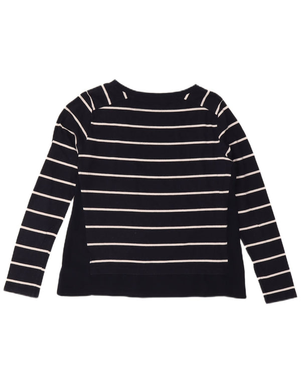 TOMMY HILFIGER Top de mujer de manga larga UK 10 Small Algodón a rayas azul marino