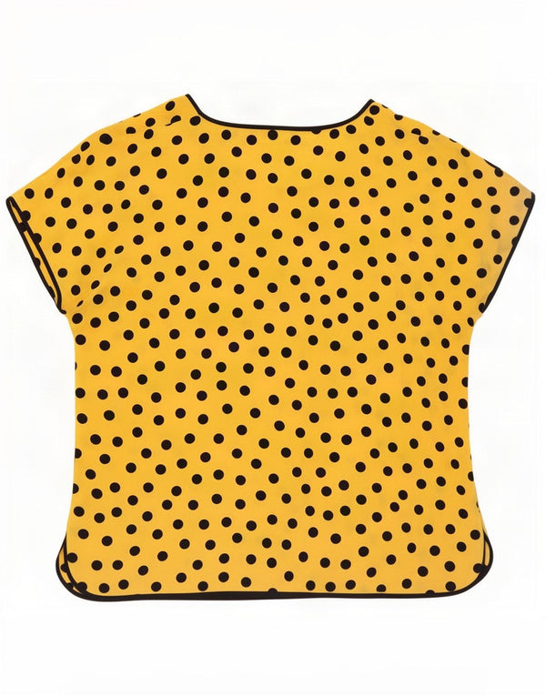 Blusa vintage para mujer Top XL Seda moteada amarilla