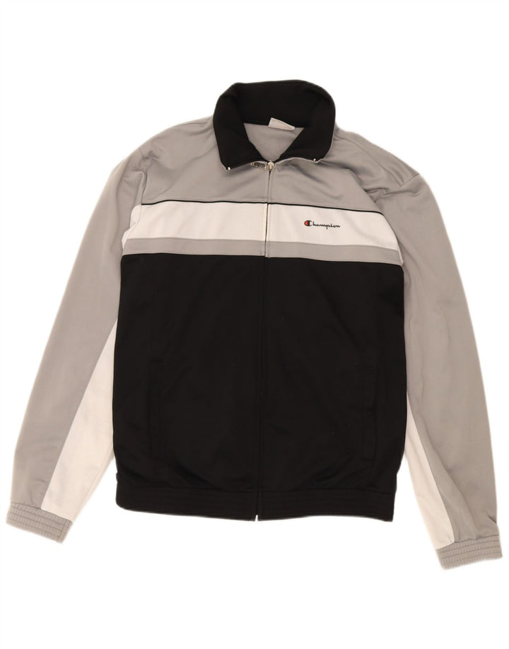 Champion Chaqueta de chándal para hombre, talla grande, color negro, poliéster