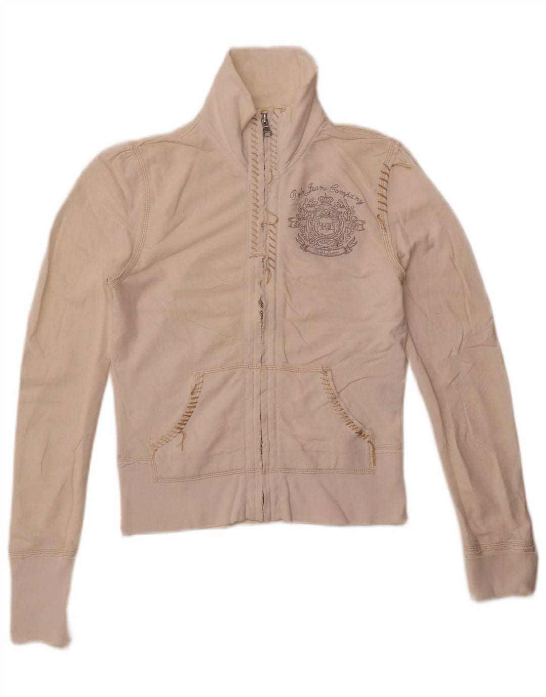 Polo Ralph Lauren Mujer Gráfico Chándal Top Chaqueta Reino Unido 10 Pequeño Blanco