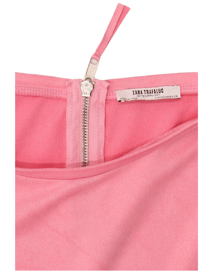 Zara Mujer Vestido Recto UK 44 Rosa Mediano