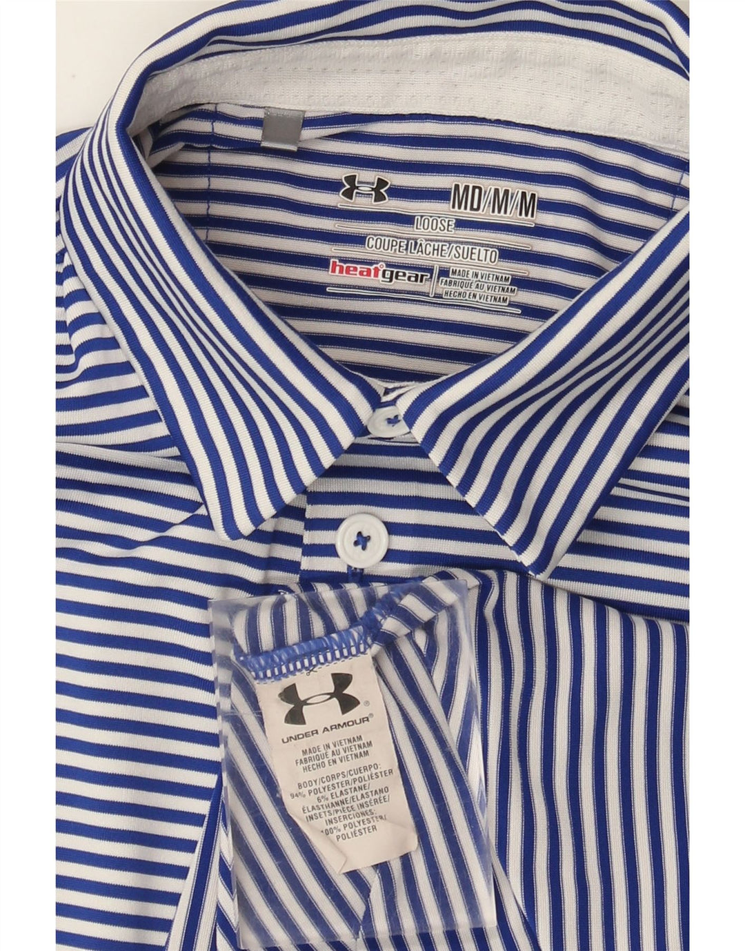 Under Armour Polo Heat Gear para hombre Poliéster a rayas azul medio