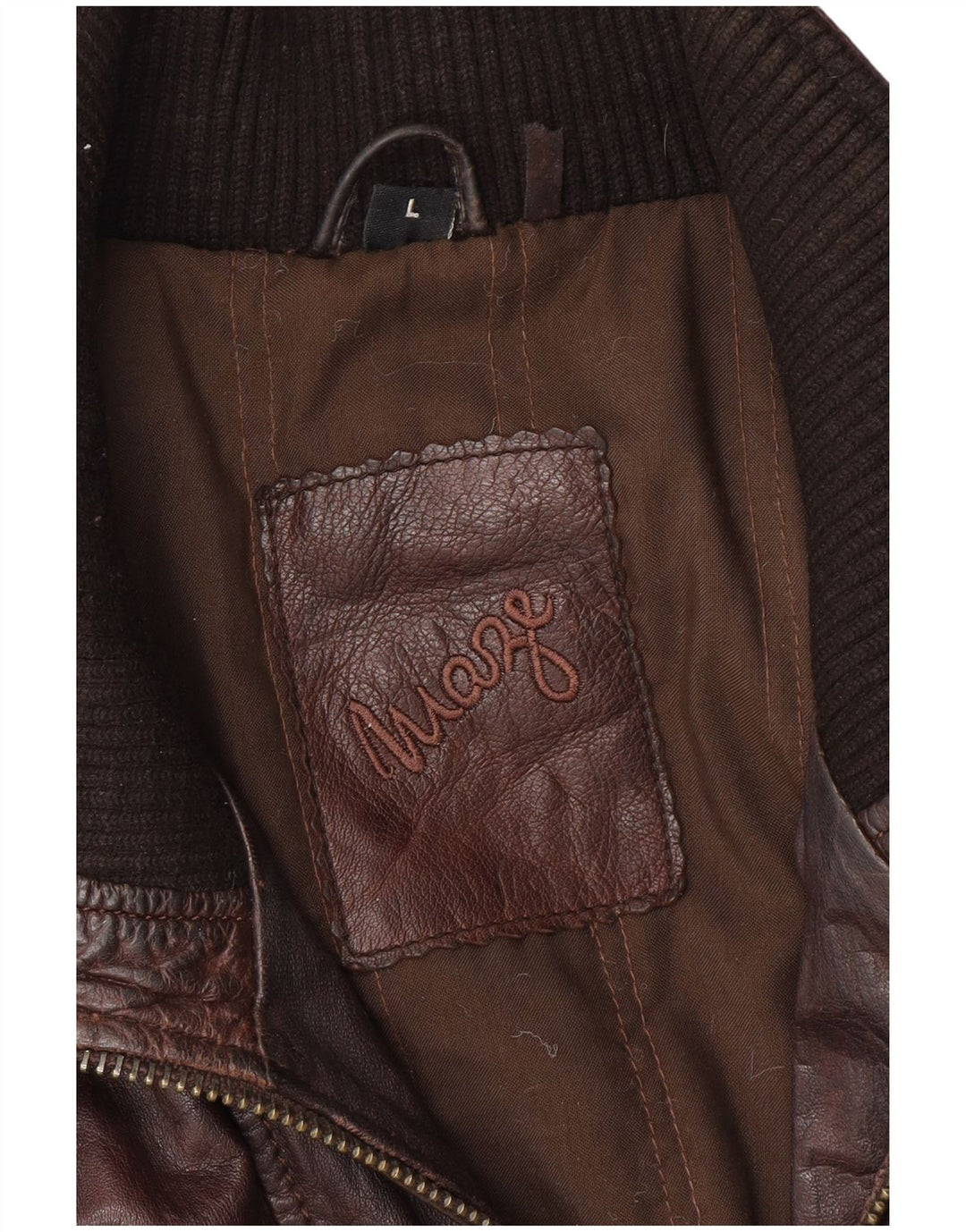 MAZE Chaqueta de cuero para hombre UK 40 Large Cuero marrón