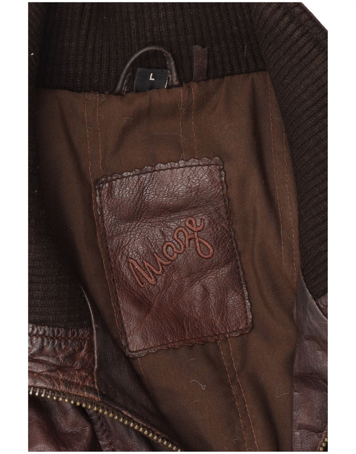 MAZE Chaqueta de cuero para hombre UK 40 Large Cuero marrón