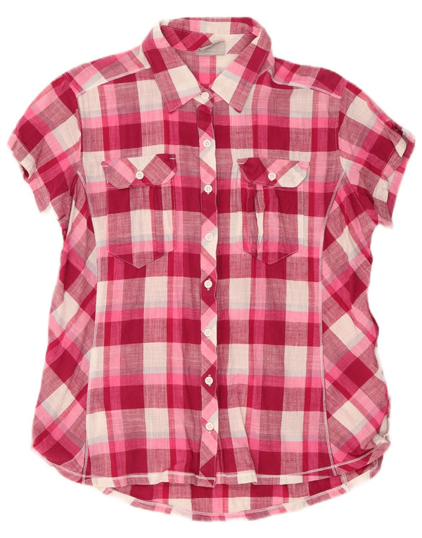 Columbia Camisa de manga corta para mujer ES 40 XL Algodón a cuadros rosa