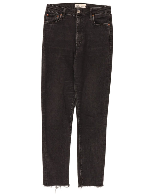 Zara Vaqueros pitillo de cintura alta para mujer EU 38 Small W28 L27 Algodón negro