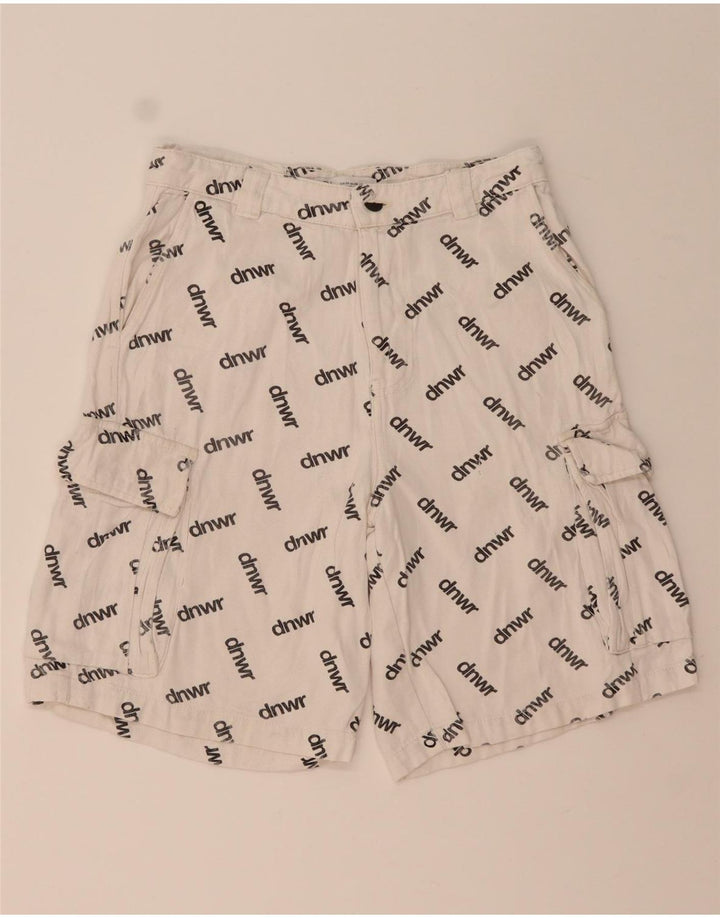 Zara Mens Graphic Cargo Shorts EU 38 Small W30 Blanco