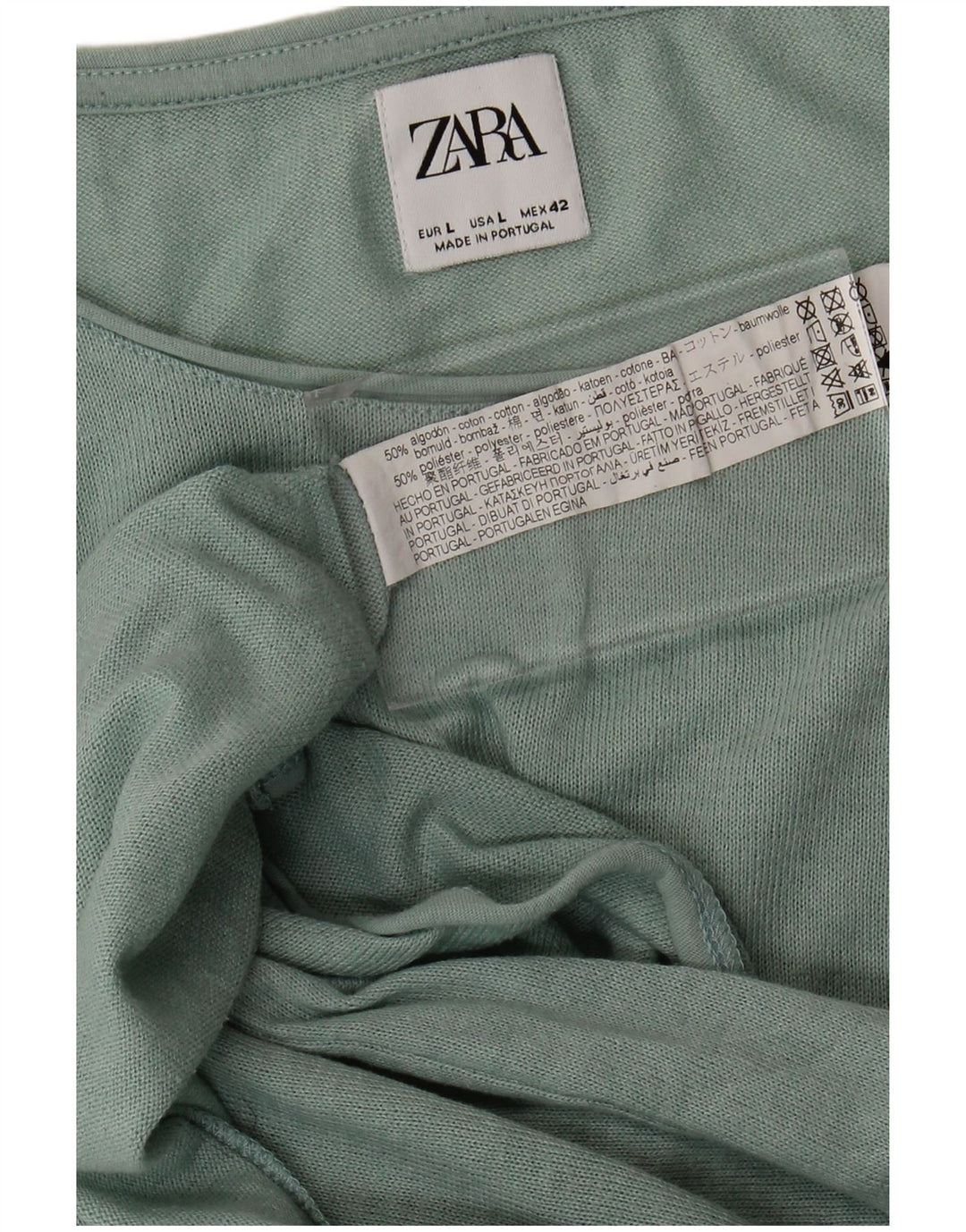 Zara Hombre Camiseta Top Grande Algodón Verde
