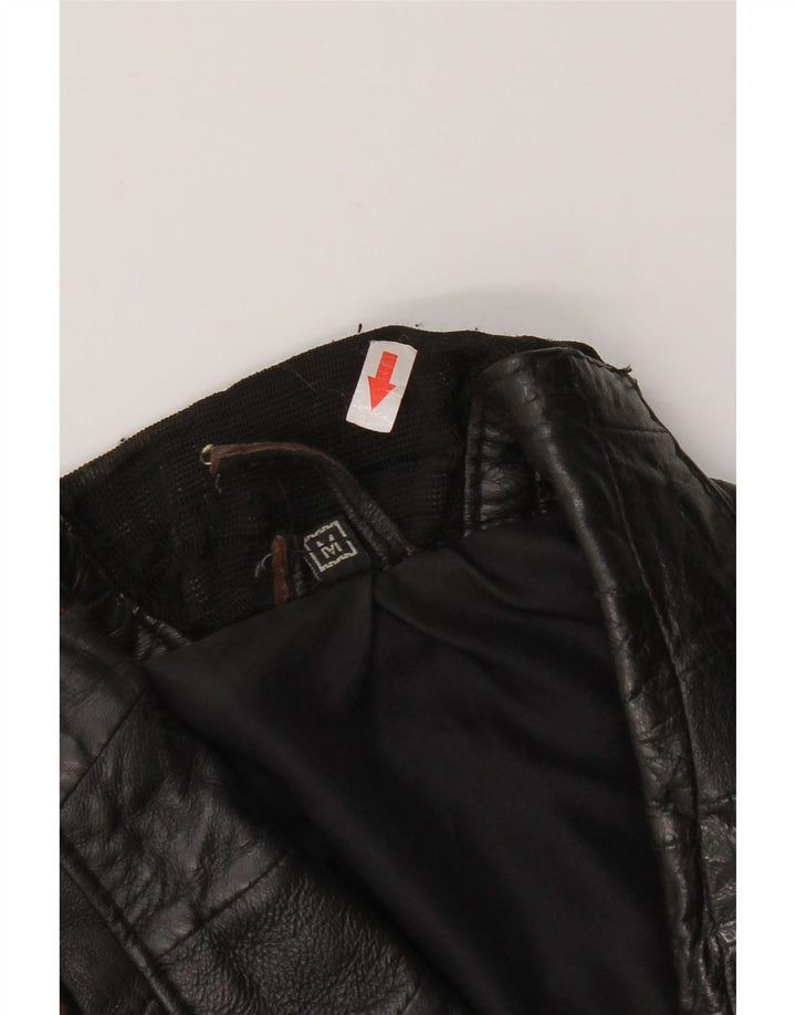 Vintage mujer bombardero chaqueta de cuero Reino Unido 12 cuero negro medio