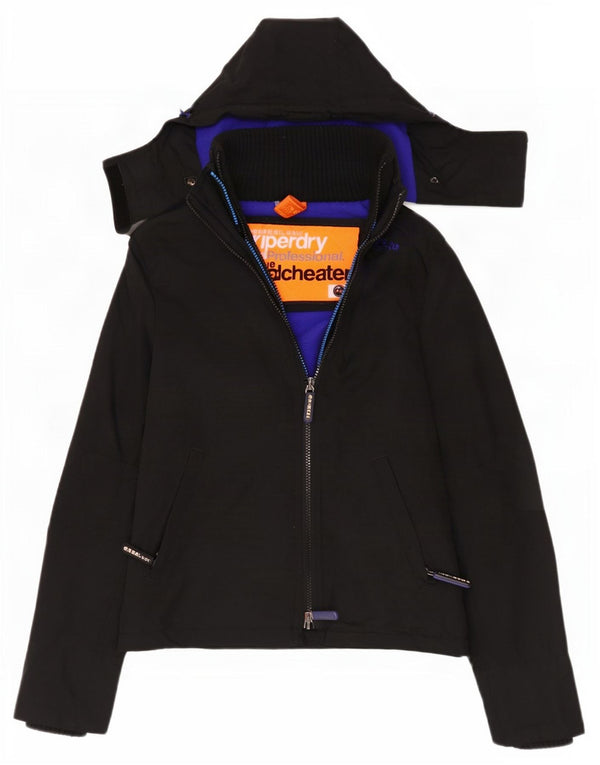 Superdry Womens The Windcheater Hooded Windbreaker Jacket UK 2 2XS Black