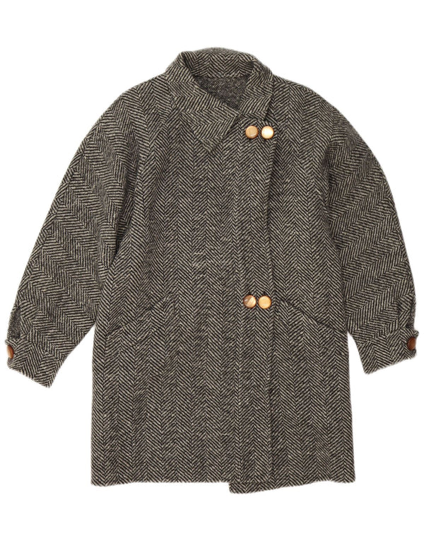 Vintage mujer abrigo Reino Unido 14 espiga gris medio