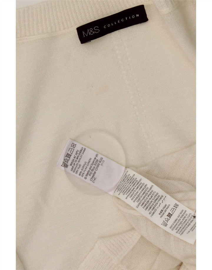 Marks & Spencer - Cárdigan abierto largo para mujer, talla 40, talla mediana, color blanco