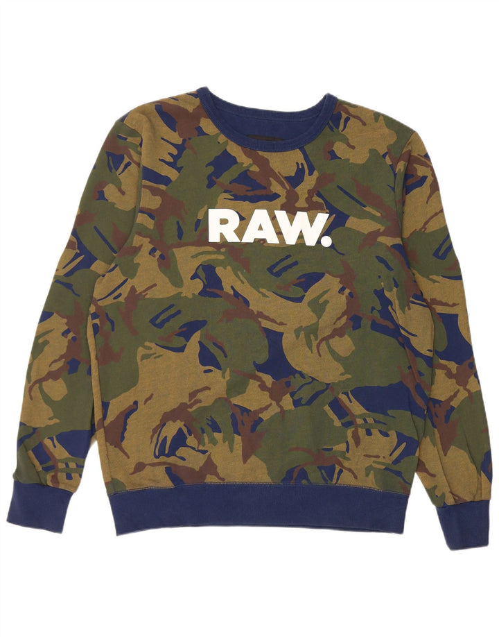 G-Star Hombre Graphic Regular Fit Sudadera Jumper Large Camuflaje Verde