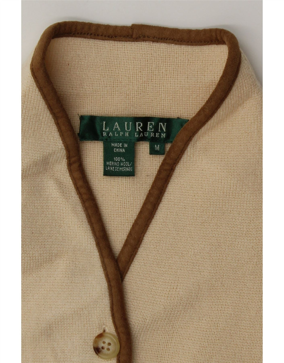 Ralph Lauren Suéter tipo cárdigan para mujer Reino Unido 12 Lana merino beige medio