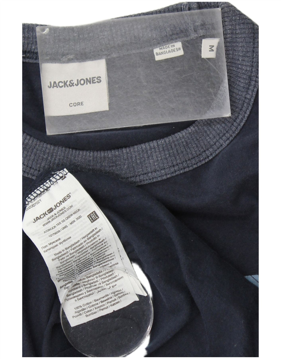 JACK & JONES Hombre Camiseta Gráfica Top Medium Azul Marino Algodón