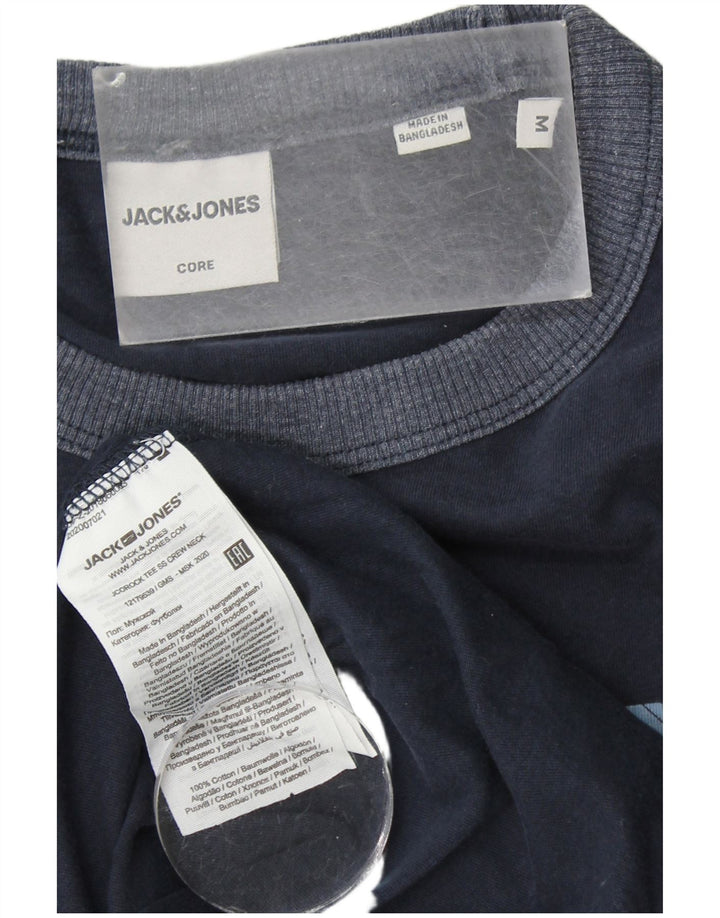JACK & JONES Hombre Camiseta Gráfica Top Medium Azul Marino Algodón