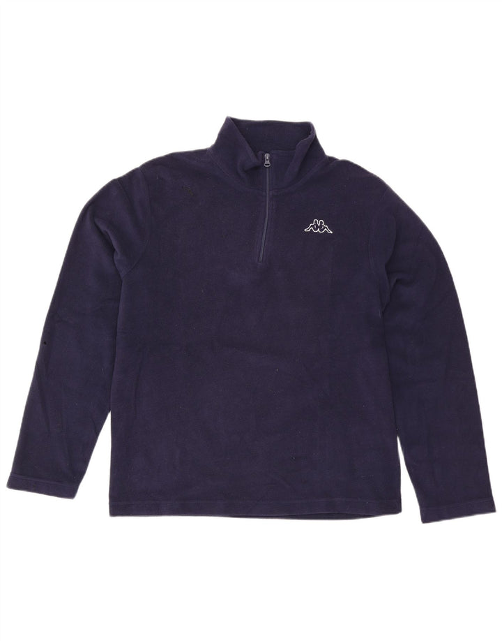 Kappa - Jersey de forro polar con cuello y cremallera para hombre, tamaño grande, poliéster azul marino