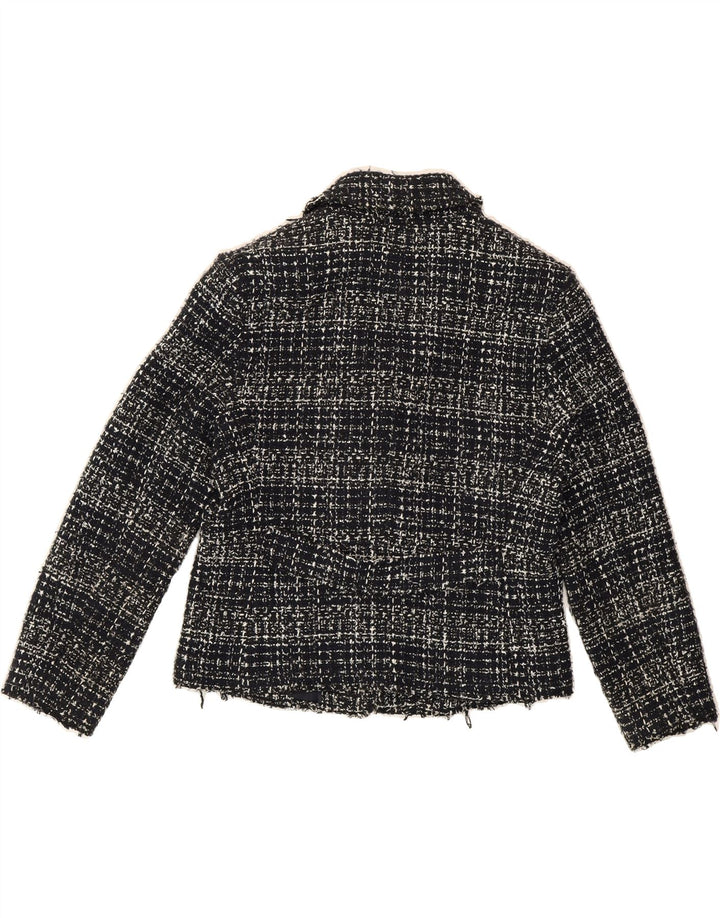 L.K. BENNETT Womens Crop 3 Button Blazer Jacket UK 12 Medium  Black Cotton Vintage L.K. Bennett and Second-Hand L.K. Bennett from Messina Hembry 