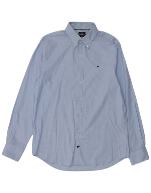 TOMMY HILFIGER Camisa ajustada de fácil cuidado para hombre Talla 42 16 1/2 Grande Azul