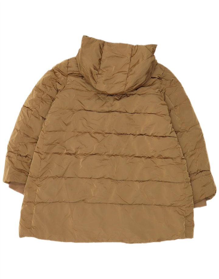 Zara Mujer Chaqueta Acolchada Extragrande Con Capucha UK 44 Mediano Caqui Poliamida