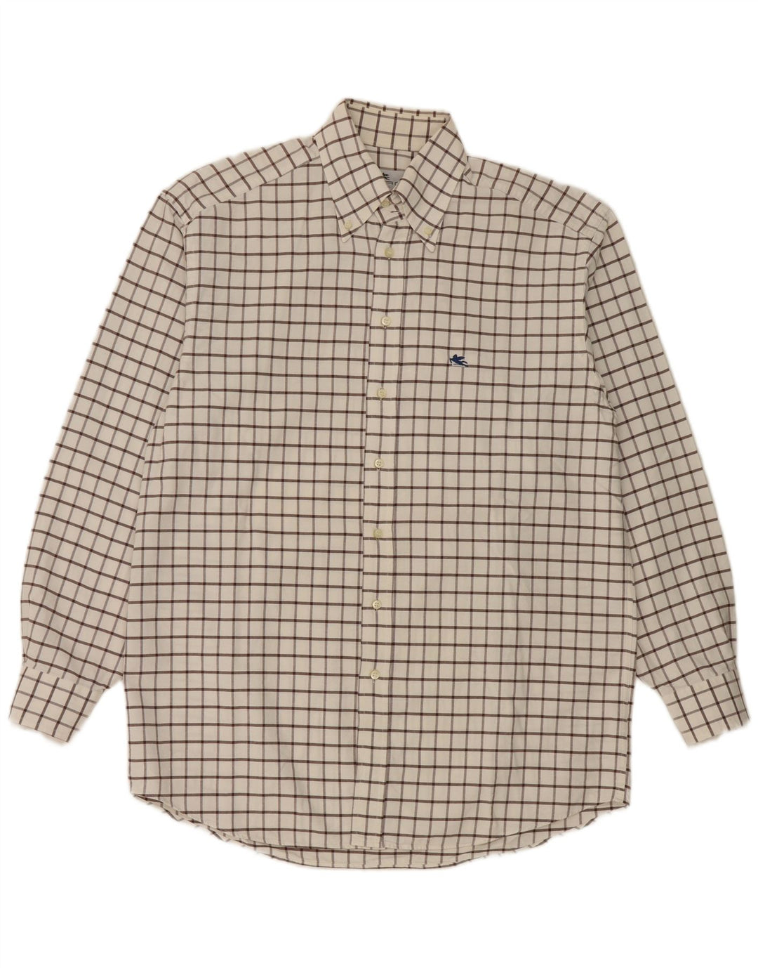 Camisa de franela Etro Milano para hombre talla 42 algodón a cuadros blanco grande