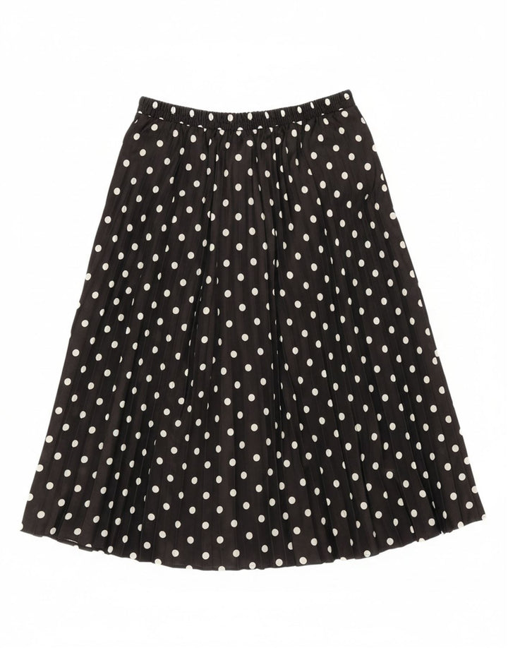 VINTAGE Womens Pleated Skirt W30 Medium Black Polka Dot Polyester Vintage Vintage and Second-Hand Vintage from Messina Hembry 
