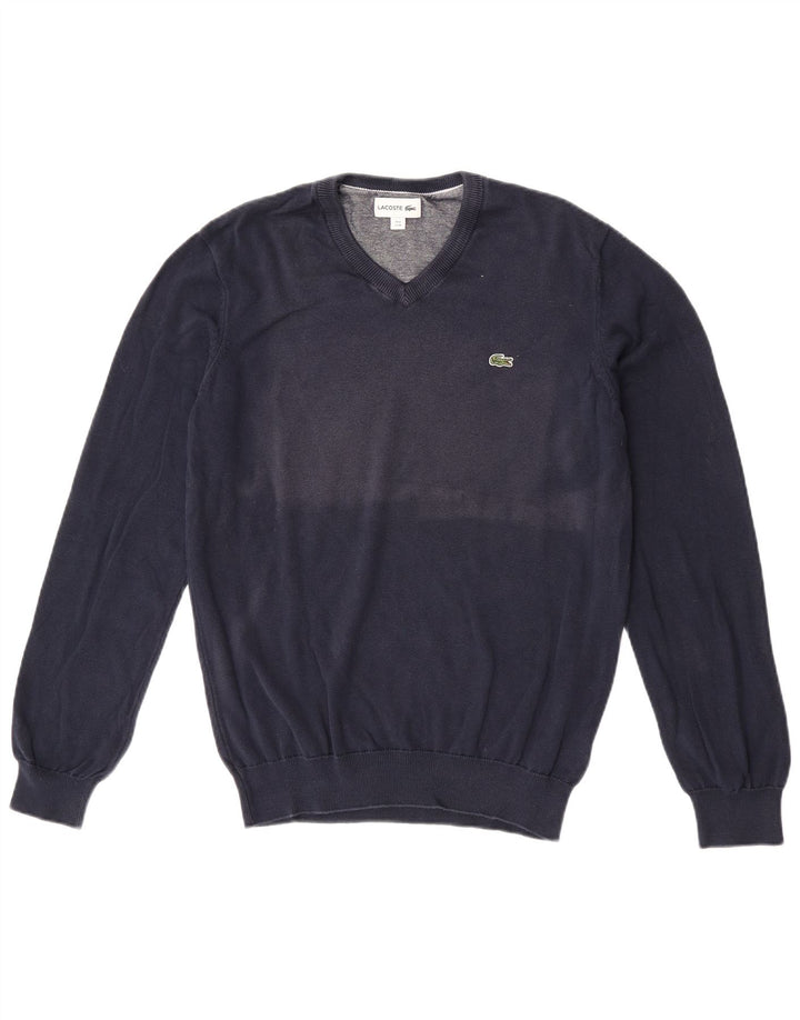 Lacoste Jersey con cuello en V para hombre talla 4 mediano algodón azul marino