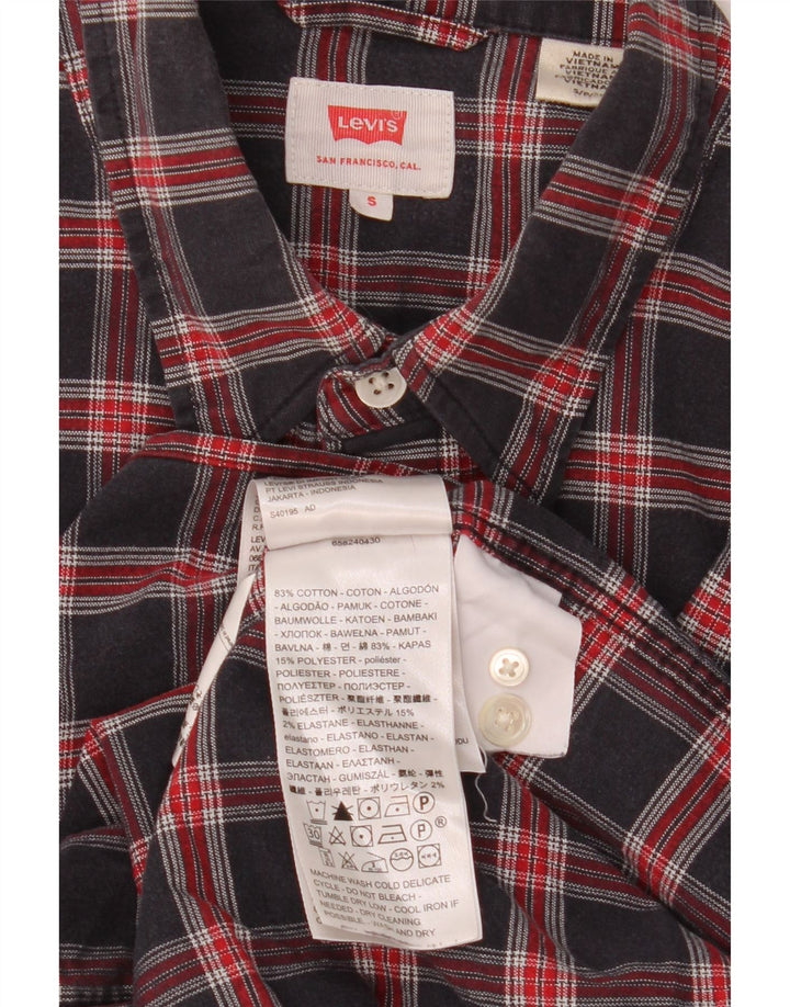 Camisa Levi's para hombre pequeña de algodón a cuadros azul marino