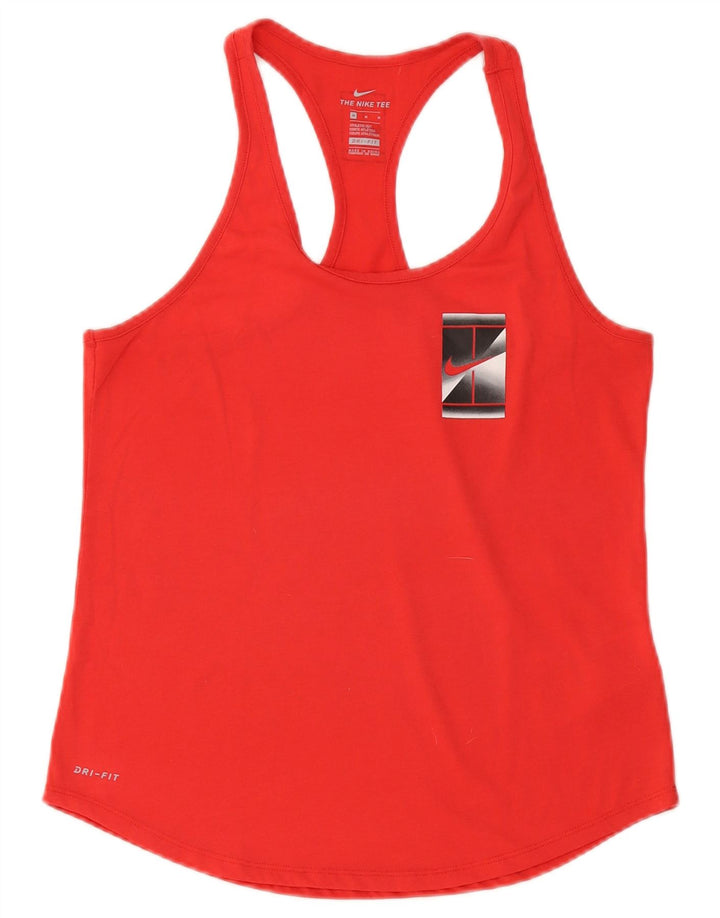 Nike Mujer Dri Fit Chaleco Top UK 12 Medio Rojo Poliéster