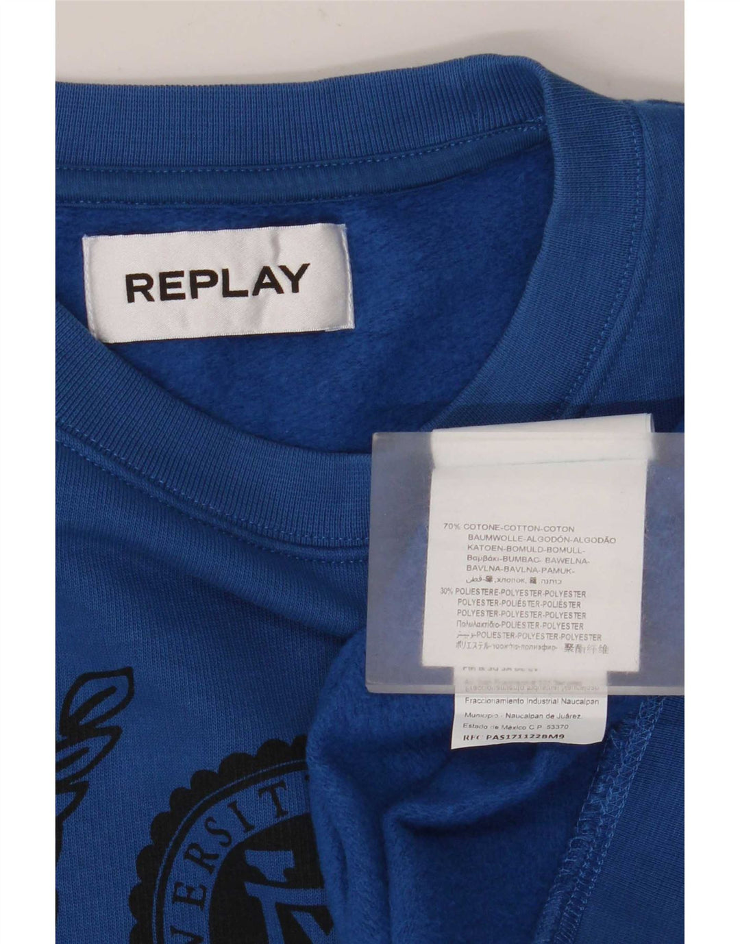 Replay Sudadera Gráfica Hombre Jumper XL Algodón Azul