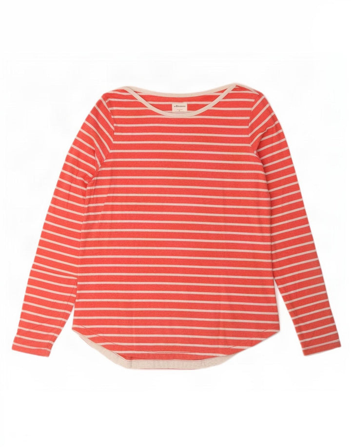 Camiseta de mujer Fat Face de manga larga UK 42 Algodón a rayas naranja medio