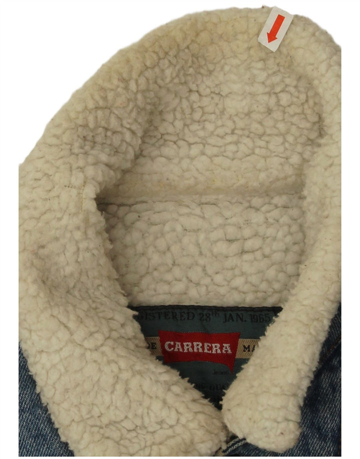Carrera Chaqueta vaquera Sherpa para hombre UK 38 Poliéster azul medio