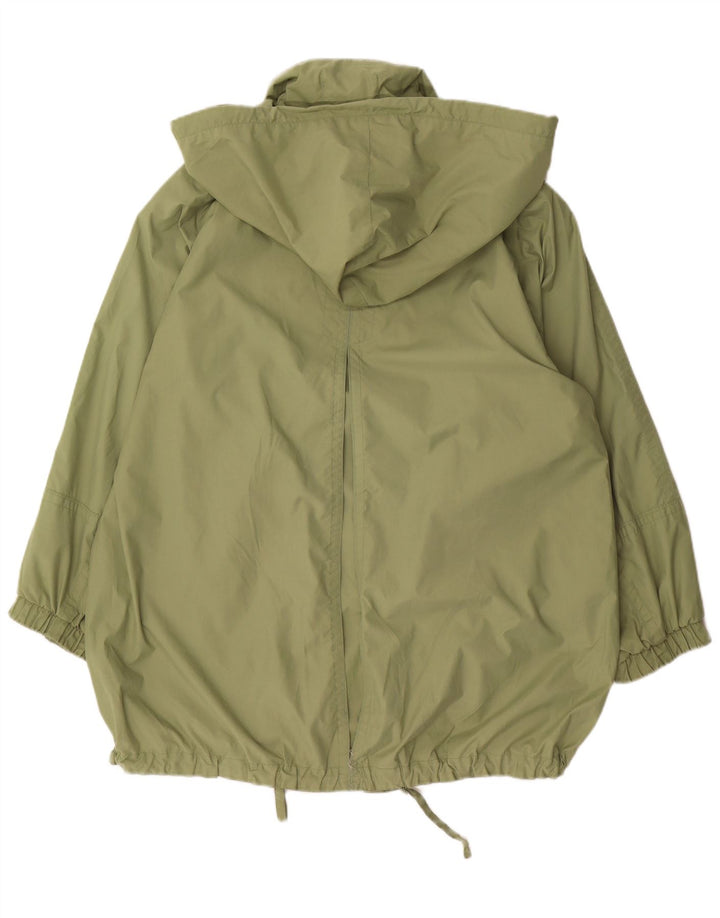 Gallery Chaqueta impermeable extragrande con capucha para mujer UK 40 Poliéster verde medio